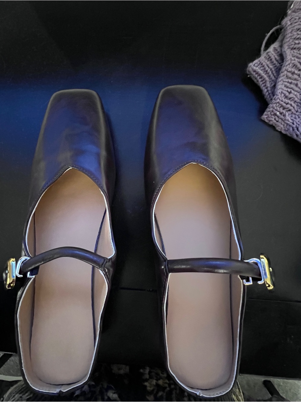 Classic deep Burgundy Mary Jane slides with Square Toe, never worn.